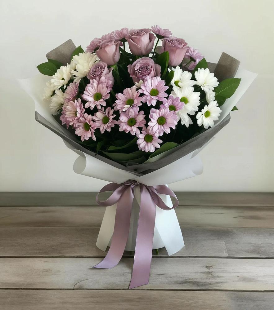 Букет цветов из: Хризантемы и Розы в Покровское Рузского района