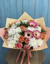 Букет цветов из:  Розы, Герберы и Хризантемы в Покровское Рузского района