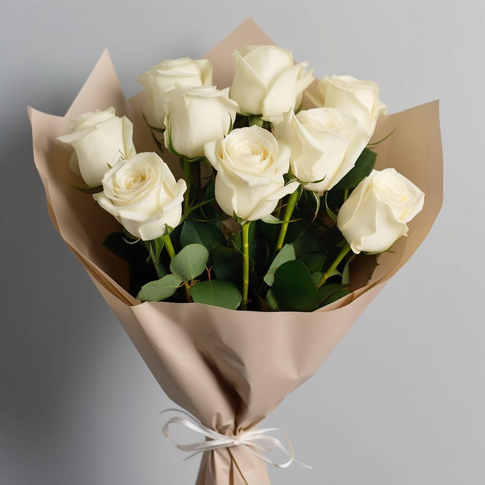 Букет 9 Белых роз Эдлесс Лав в Покровское Рузского района