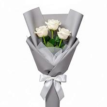 Букет 3 белые розы в Покровское Рузского района