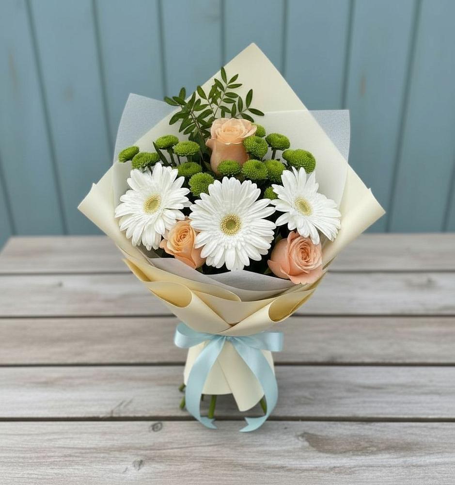 Букет цветов из: Герберы, Розы и Хризантемы в Покровское Рузского района