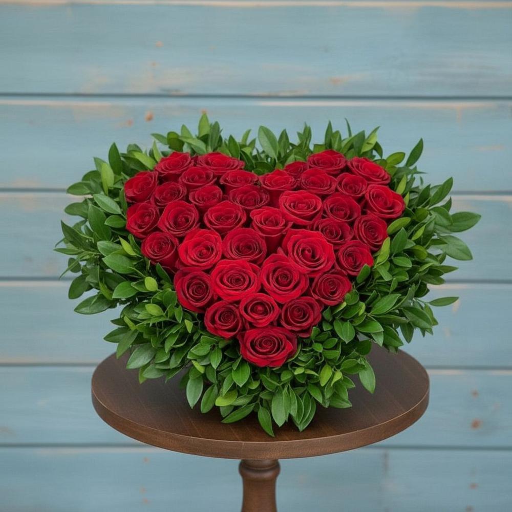 Цветочная композиция из Розы в виде сердца в Покровское Рузского района