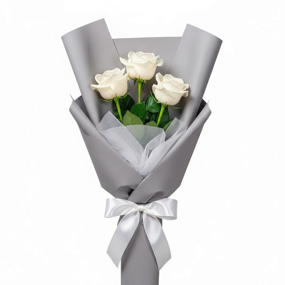 Букет 3 белые розы в Покровское Рузского района