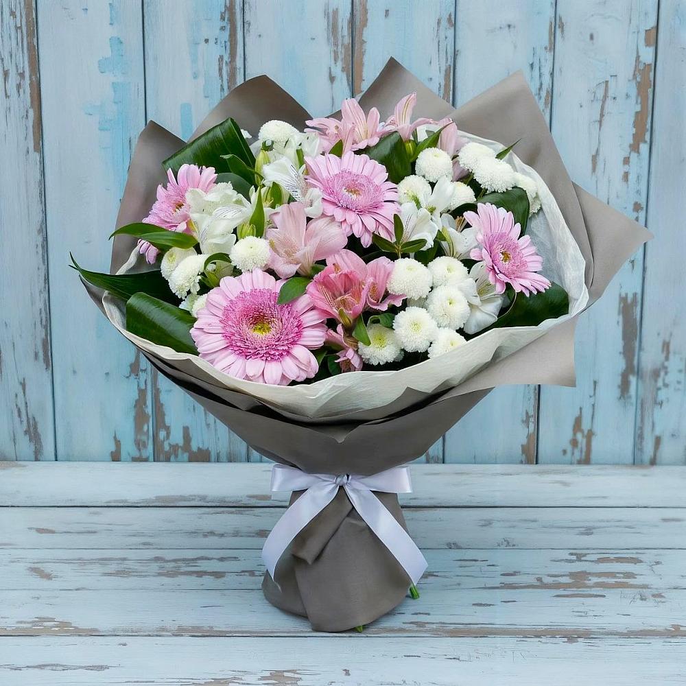 Букет цветов из: Герберы, Альстромерии и Хризантемы в Покровское Рузского района