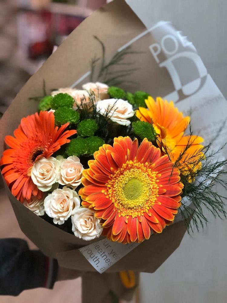 Букет цветов из: Герберы, Хризантемы и Розы в Покровское Рузского района